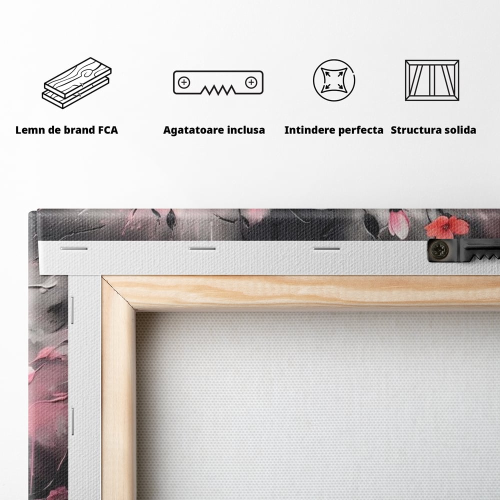 Tablou Canvas Premium LuxCanva® E1009, Rasaritul Inimii in Floare, Iubire, Foc, Delicatete, Romantism, Roz, Living Room, Culori vibrante