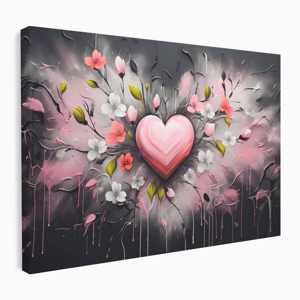 Tablou Canvas Premium LuxCanva® E1009, Rasaritul Inimii in Floare, Iubire, Foc, Delicatete, Romantism, Roz, Living Room, Culori vibrante