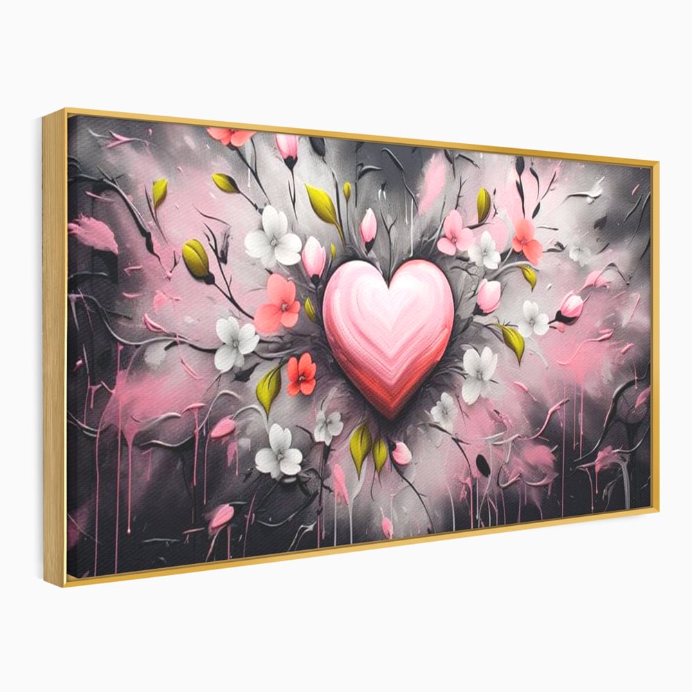 Tablou Canvas Premium LuxCanva® E1009, Rasaritul Inimii in Floare, Iubire, Foc, Delicatete, Romantism, Roz, Living Room, Culori vibrante