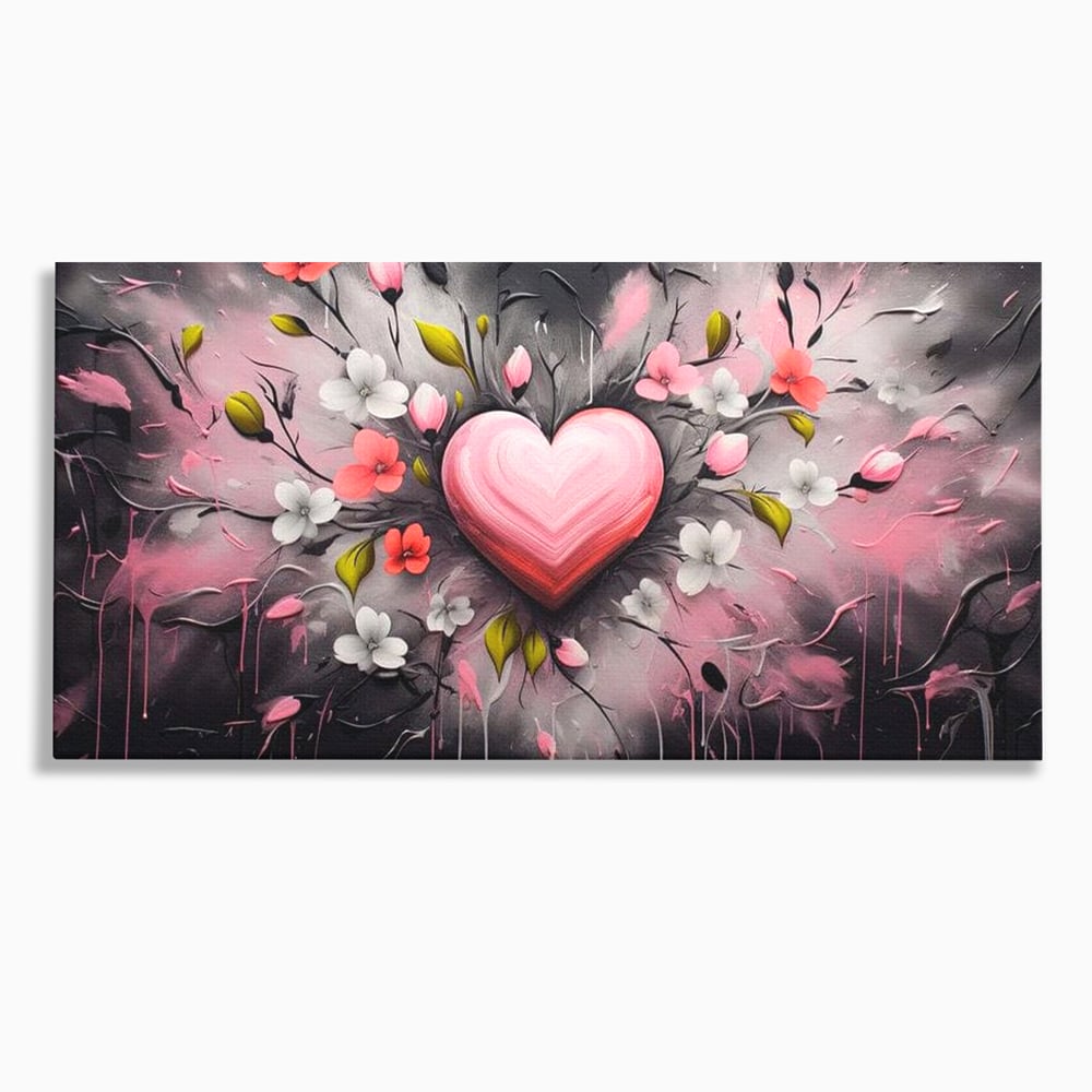 Tablou Canvas Premium LuxCanva® E1009, Rasaritul Inimii in Floare, Iubire, Foc, Delicatete, Romantism, Roz, Living Room, Culori vibrante