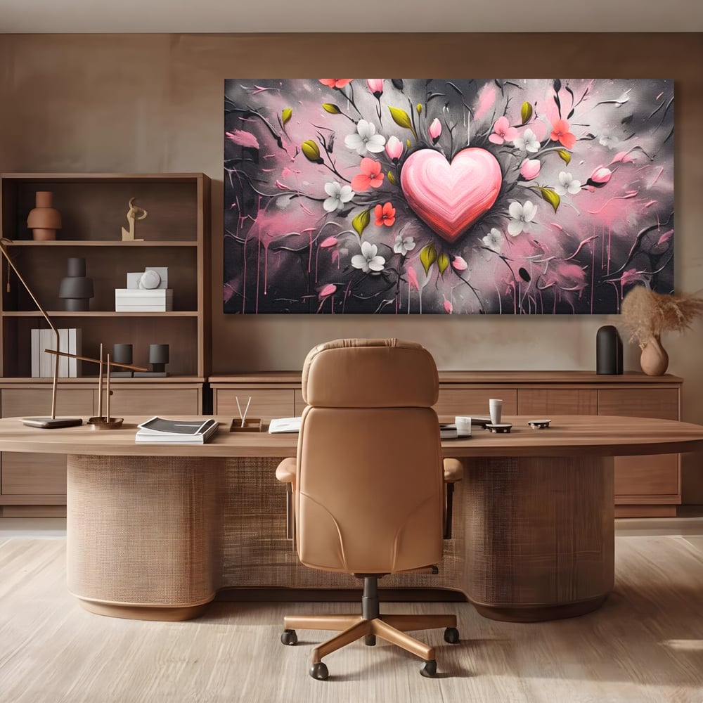 Tablou Canvas Premium LuxCanva® E1009, Rasaritul Inimii in Floare, Iubire, Foc, Delicatete, Romantism, Roz, Living Room, Culori vibrante