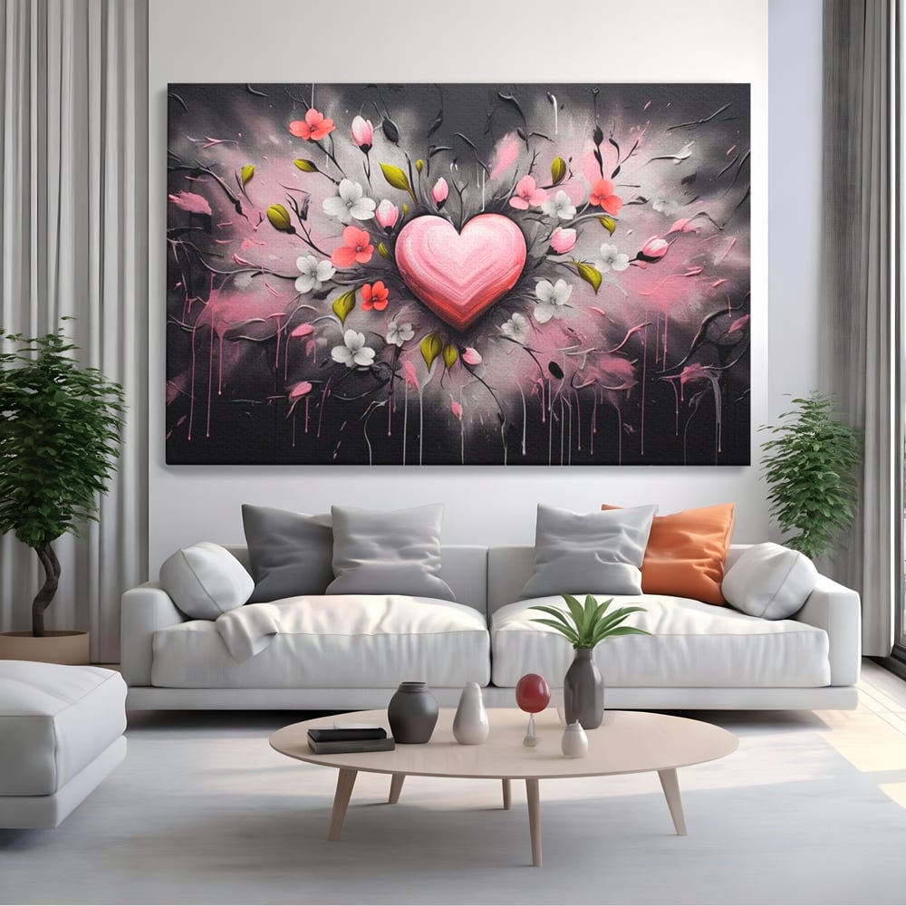 Tablou Canvas Premium LuxCanva® E1009, Rasaritul Inimii in Floare, Iubire, Foc, Delicatete, Romantism, Roz, Living Room, Culori vibrante