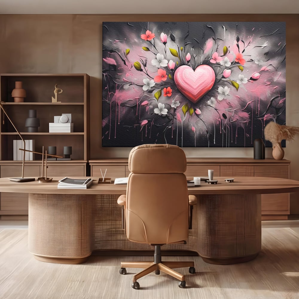 Tablou Canvas Premium LuxCanva® E1009, Rasaritul Inimii in Floare, Iubire, Foc, Delicatete, Romantism, Roz, Living Room, Culori vibrante