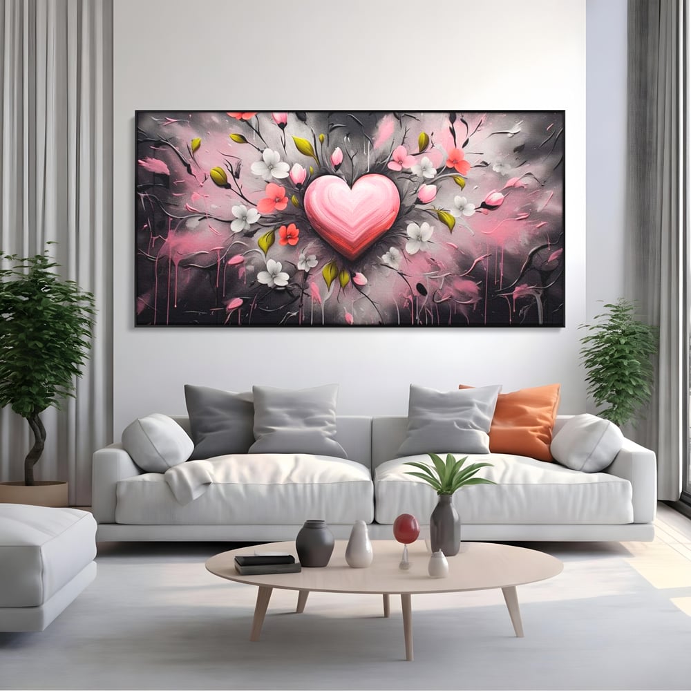 Tablou Canvas Premium LuxCanva® E1009, Rasaritul Inimii in Floare, Iubire, Foc, Delicatete, Romantism, Roz, Living Room, Culori vibrante