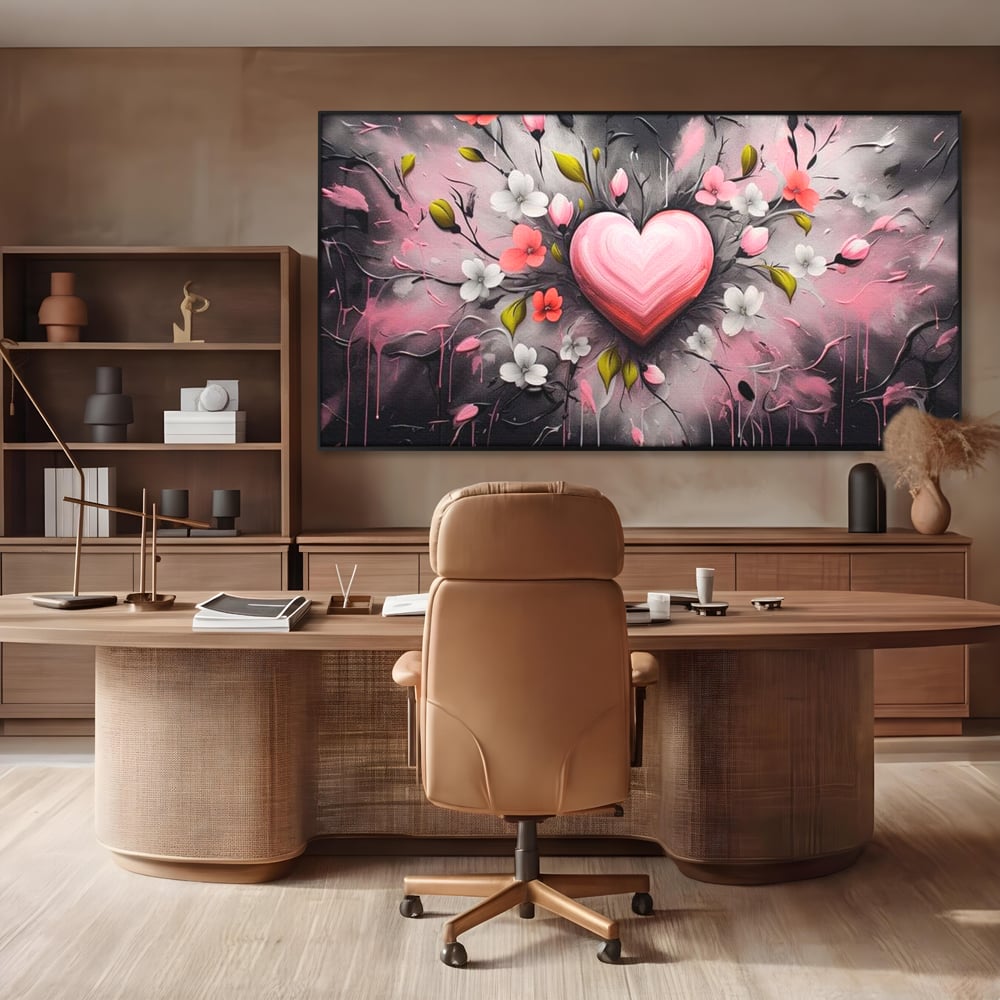 Tablou Canvas Premium LuxCanva® E1009, Rasaritul Inimii in Floare, Iubire, Foc, Delicatete, Romantism, Roz, Living Room, Culori vibrante
