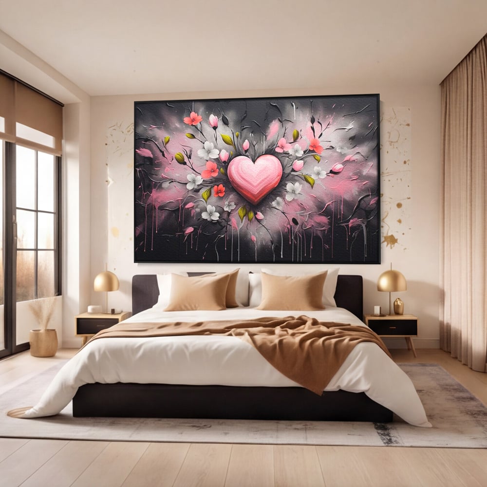 Tablou Canvas Premium LuxCanva® E1009, Rasaritul Inimii in Floare, Iubire, Foc, Delicatete, Romantism, Roz, Living Room, Culori vibrante