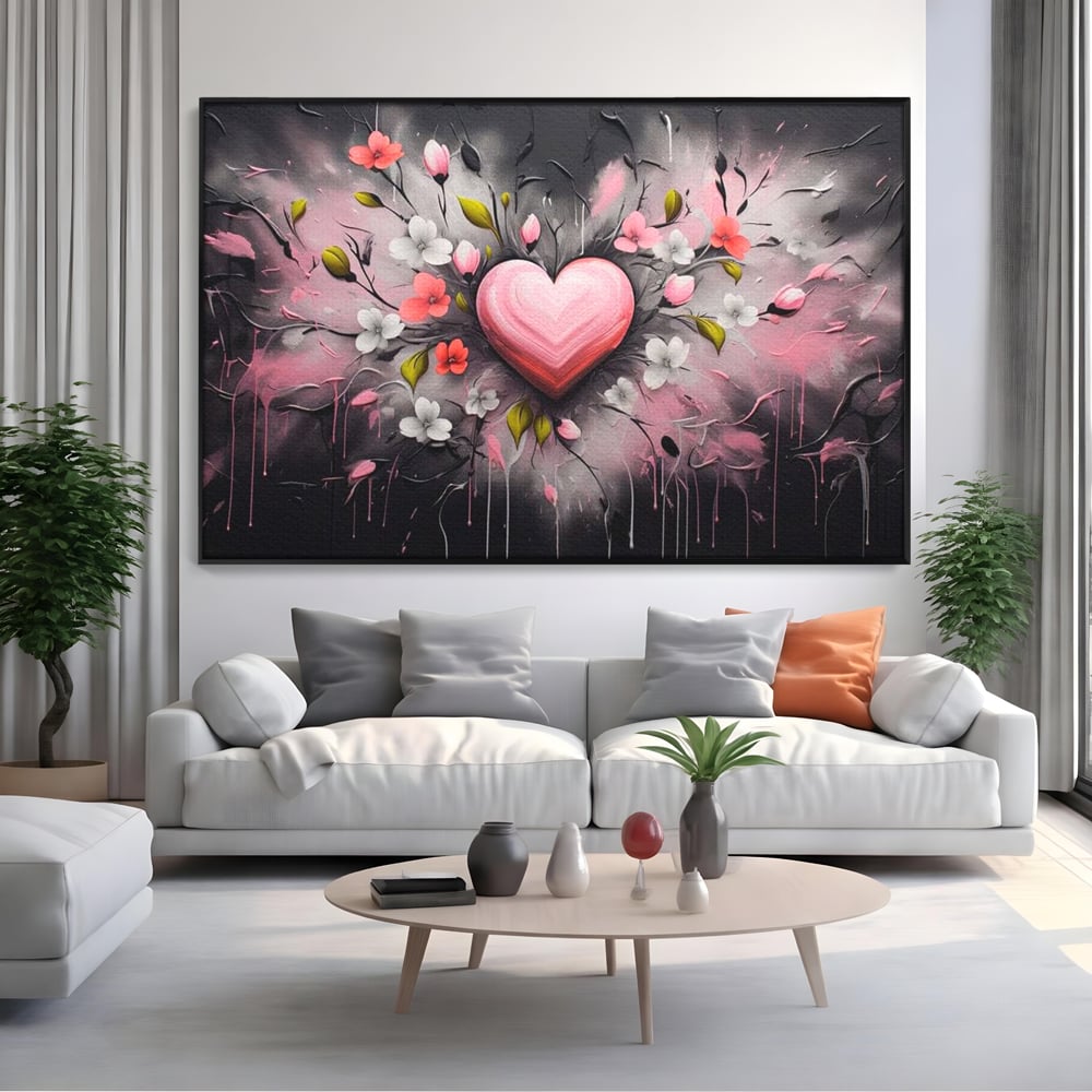 Tablou Canvas Premium LuxCanva® E1009, Rasaritul Inimii in Floare, Iubire, Foc, Delicatete, Romantism, Roz, Living Room, Culori vibrante