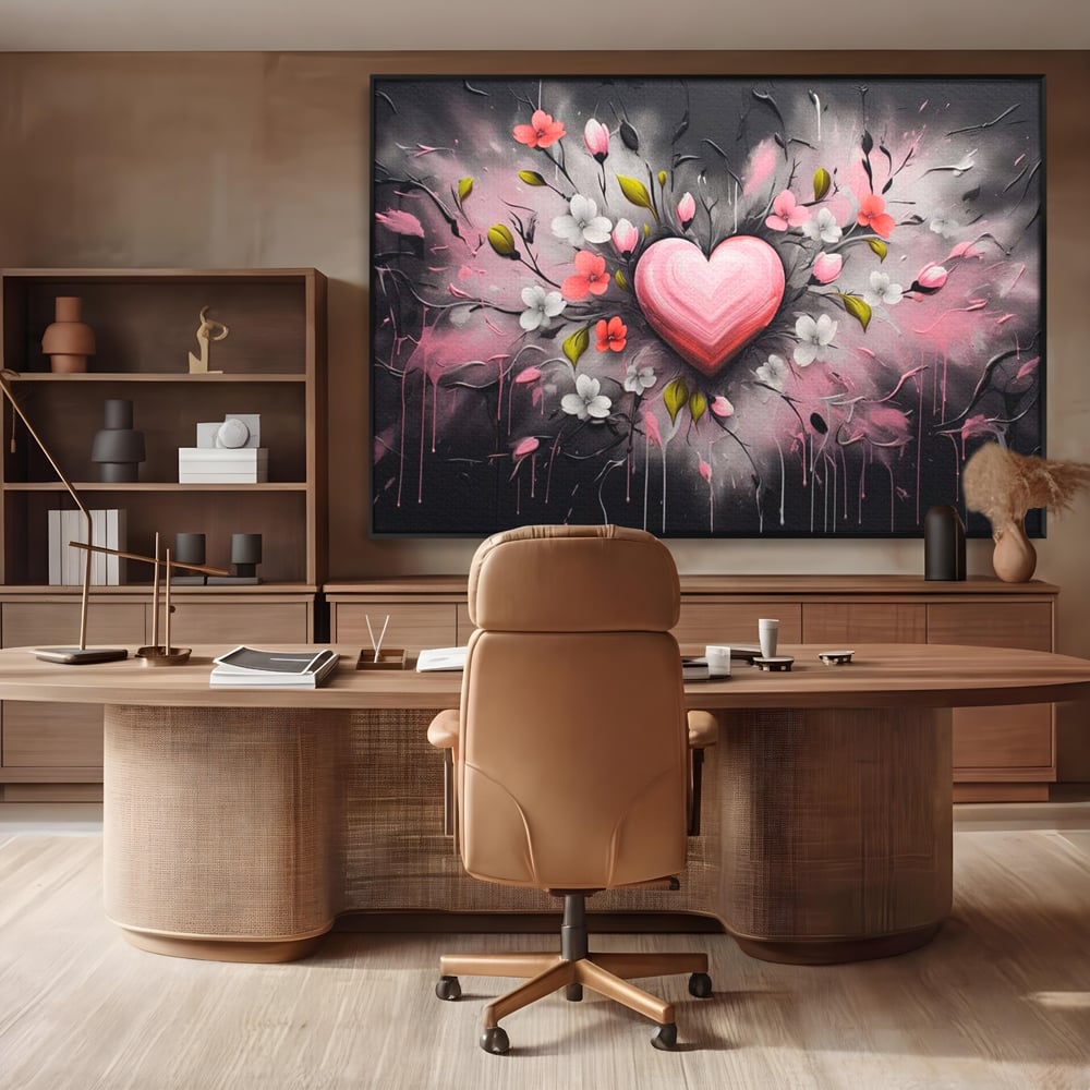 Tablou Canvas Premium LuxCanva® E1009, Rasaritul Inimii in Floare, Iubire, Foc, Delicatete, Romantism, Roz, Living Room, Culori vibrante