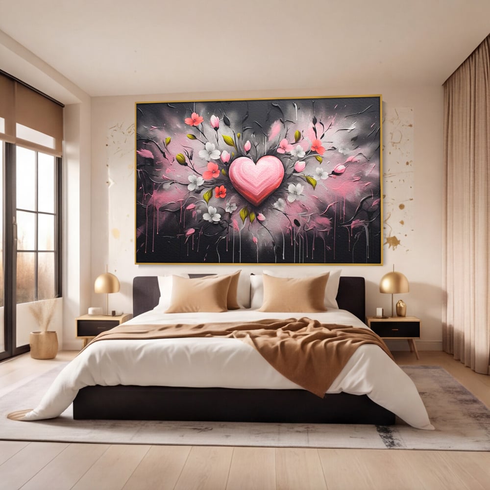 Tablou Canvas Premium LuxCanva® E1009, Rasaritul Inimii in Floare, Iubire, Foc, Delicatete, Romantism, Roz, Living Room, Culori vibrante