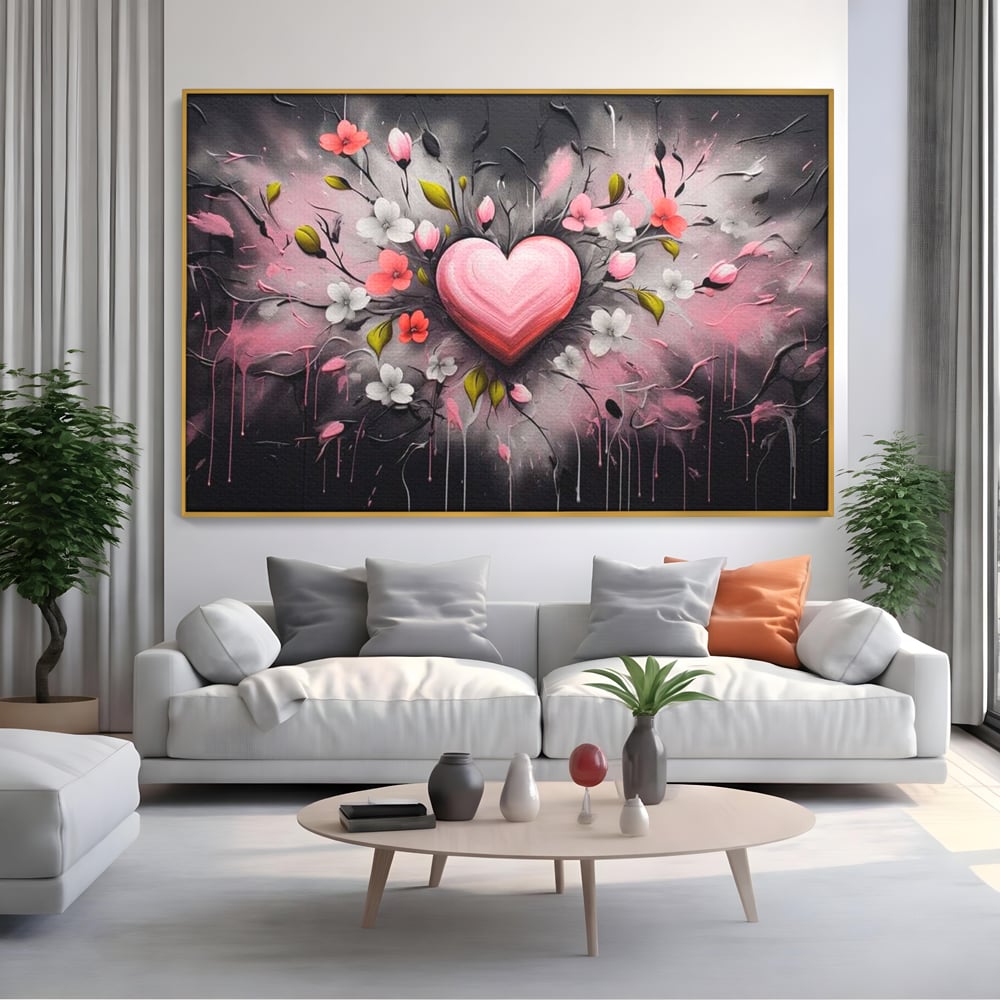 Tablou Canvas Premium LuxCanva® E1009, Rasaritul Inimii in Floare, Iubire, Foc, Delicatete, Romantism, Roz, Living Room, Culori vibrante