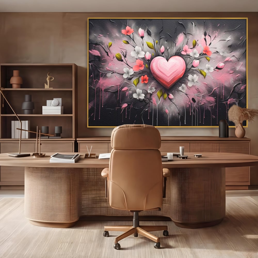 Tablou Canvas Premium LuxCanva® E1009, Rasaritul Inimii in Floare, Iubire, Foc, Delicatete, Romantism, Roz, Living Room, Culori vibrante