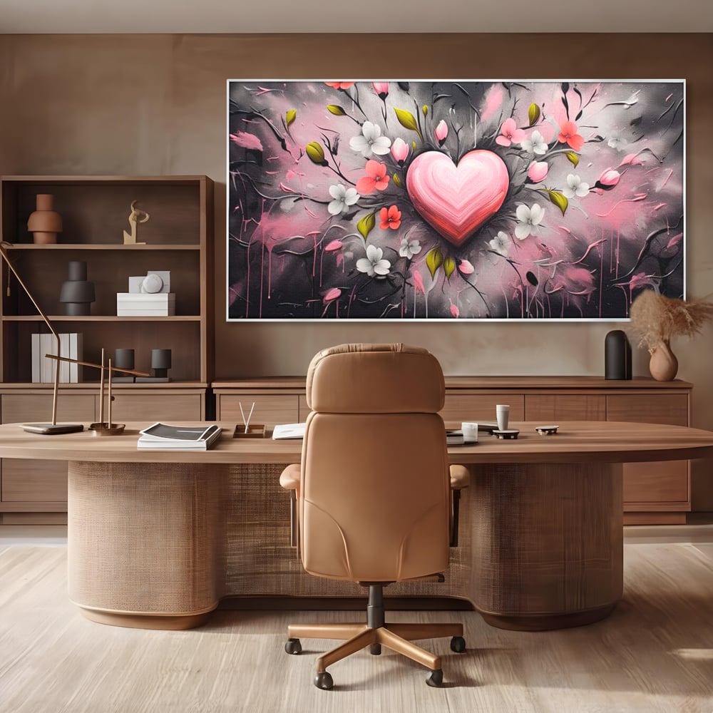 Tablou Canvas Premium LuxCanva® E1009, Rasaritul Inimii in Floare, Iubire, Foc, Delicatete, Romantism, Roz, Living Room, Culori vibrante