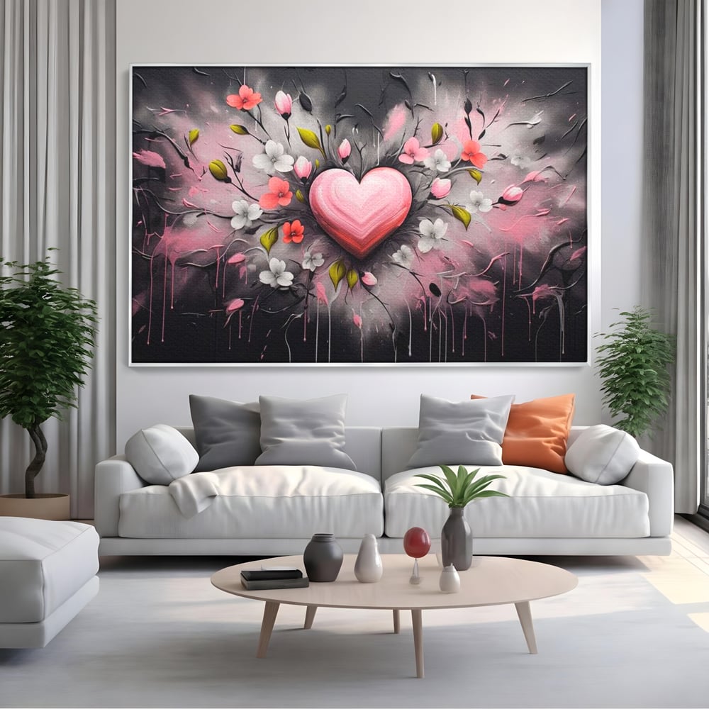 Tablou Canvas Premium LuxCanva® E1009, Rasaritul Inimii in Floare, Iubire, Foc, Delicatete, Romantism, Roz, Living Room, Culori vibrante