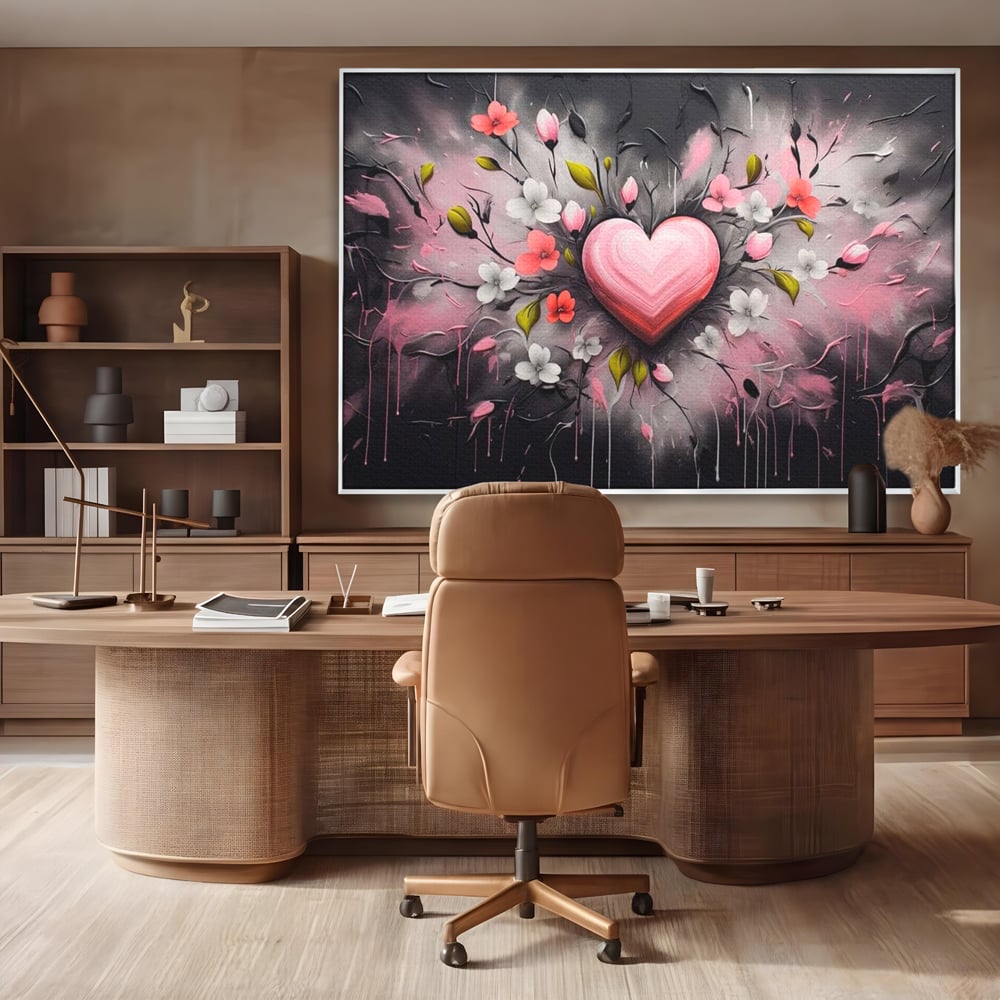 Tablou Canvas Premium LuxCanva® E1009, Rasaritul Inimii in Floare, Iubire, Foc, Delicatete, Romantism, Roz, Living Room, Culori vibrante