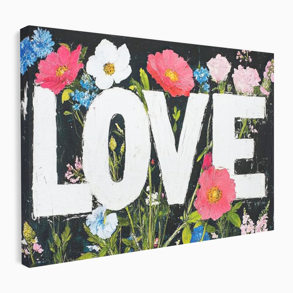 Leinwand Leinwand Premium LuxCanva® E1012, Blumen der Liebe, Blumen, Kunst, Modern, Künstlerisch, Liebe, Wohnzimmer, Lebendige Farben