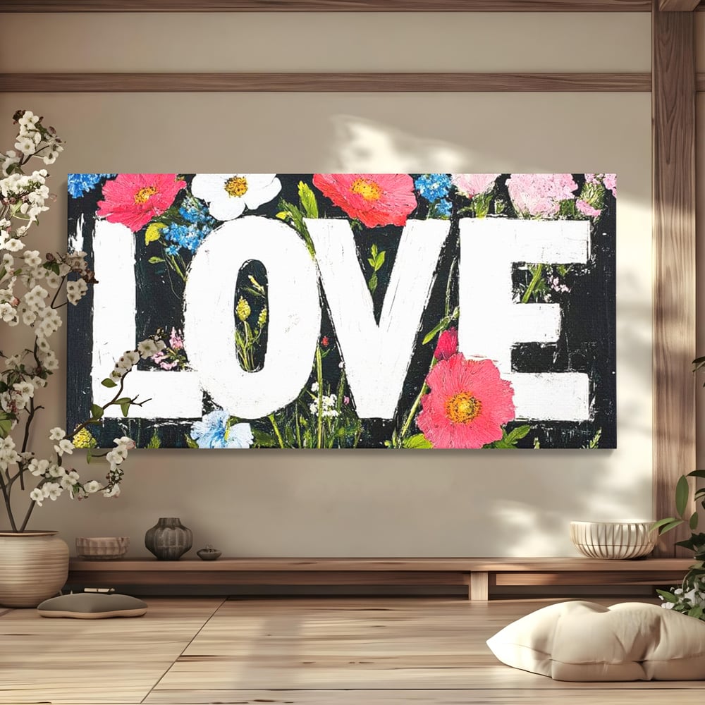 Leinwand Leinwand Premium LuxCanva® E1012, Blumen der Liebe, Blumen, Kunst, Modern, Künstlerisch, Liebe, Wohnzimmer, Lebendige Farben
