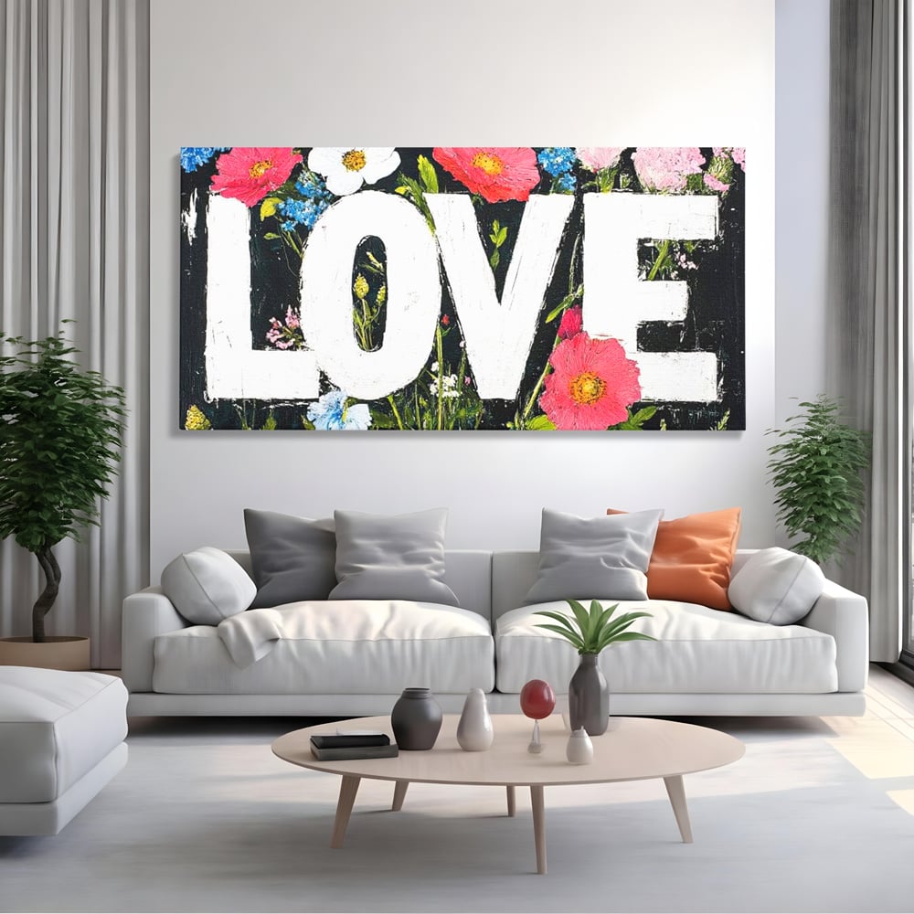 Leinwand Leinwand Premium LuxCanva® E1012, Blumen der Liebe, Blumen, Kunst, Modern, Künstlerisch, Liebe, Wohnzimmer, Lebendige Farben