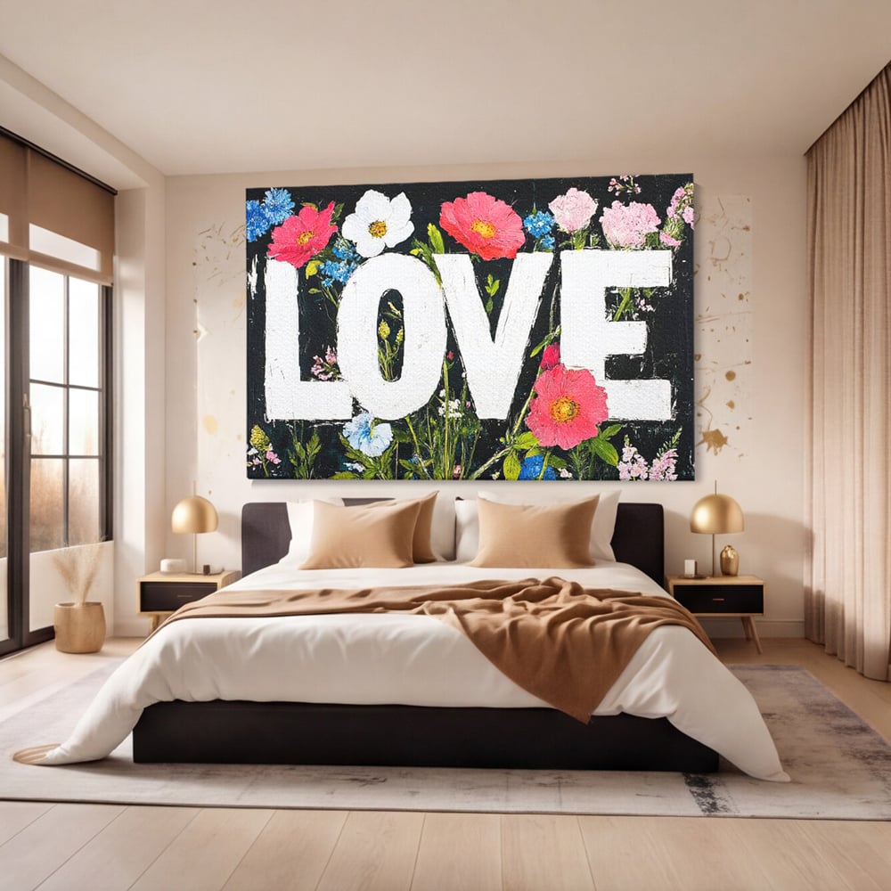Leinwand Leinwand Premium LuxCanva® E1012, Blumen der Liebe, Blumen, Kunst, Modern, Künstlerisch, Liebe, Wohnzimmer, Lebendige Farben