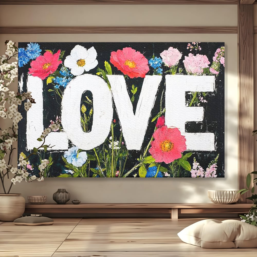 Leinwand Leinwand Premium LuxCanva® E1012, Blumen der Liebe, Blumen, Kunst, Modern, Künstlerisch, Liebe, Wohnzimmer, Lebendige Farben