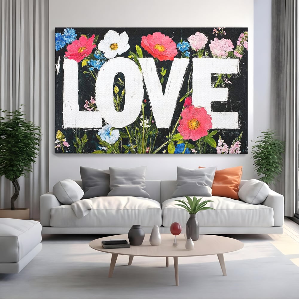 Leinwand Leinwand Premium LuxCanva® E1012, Blumen der Liebe, Blumen, Kunst, Modern, Künstlerisch, Liebe, Wohnzimmer, Lebendige Farben
