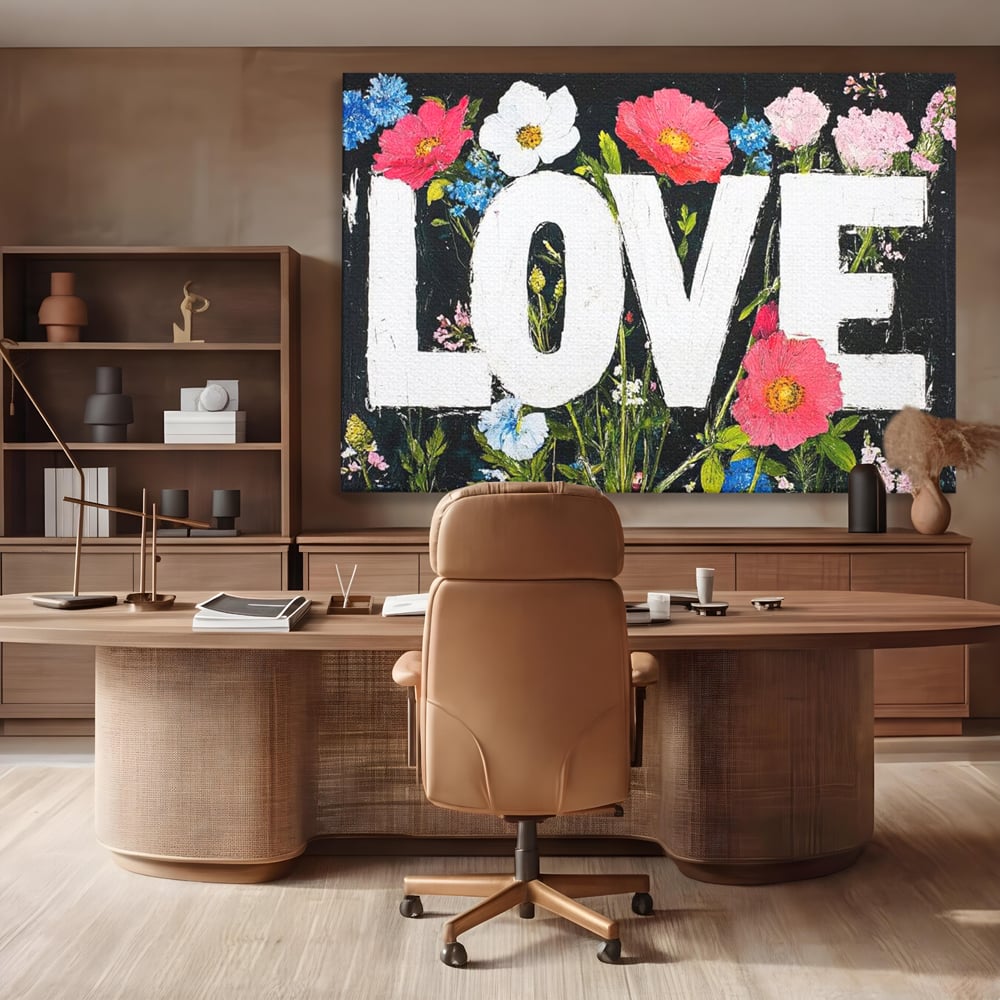 Leinwand Leinwand Premium LuxCanva® E1012, Blumen der Liebe, Blumen, Kunst, Modern, Künstlerisch, Liebe, Wohnzimmer, Lebendige Farben