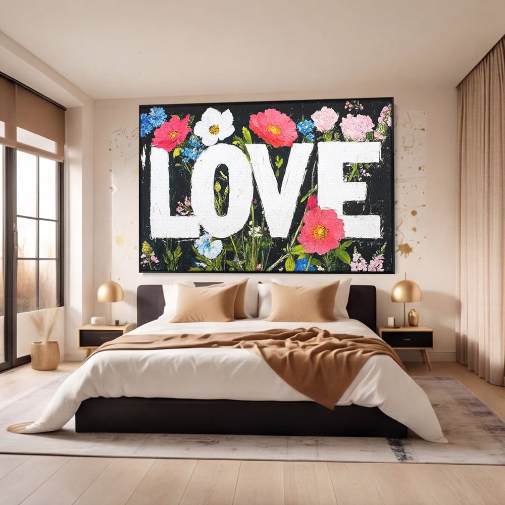 Leinwand Leinwand Premium LuxCanva® E1012, Blumen der Liebe, Blumen, Kunst, Modern, Künstlerisch, Liebe, Wohnzimmer, Lebendige Farben