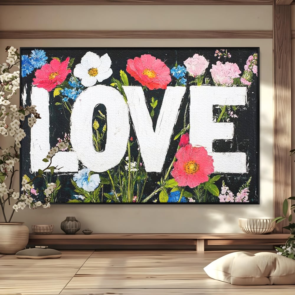 Leinwand Leinwand Premium LuxCanva® E1012, Blumen der Liebe, Blumen, Kunst, Modern, Künstlerisch, Liebe, Wohnzimmer, Lebendige Farben