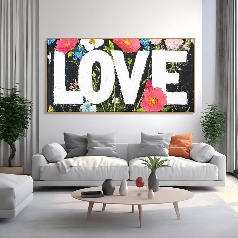 Leinwand Leinwand Premium LuxCanva® E1012, Blumen der Liebe, Blumen, Kunst, Modern, Künstlerisch, Liebe, Wohnzimmer, Lebendige Farben