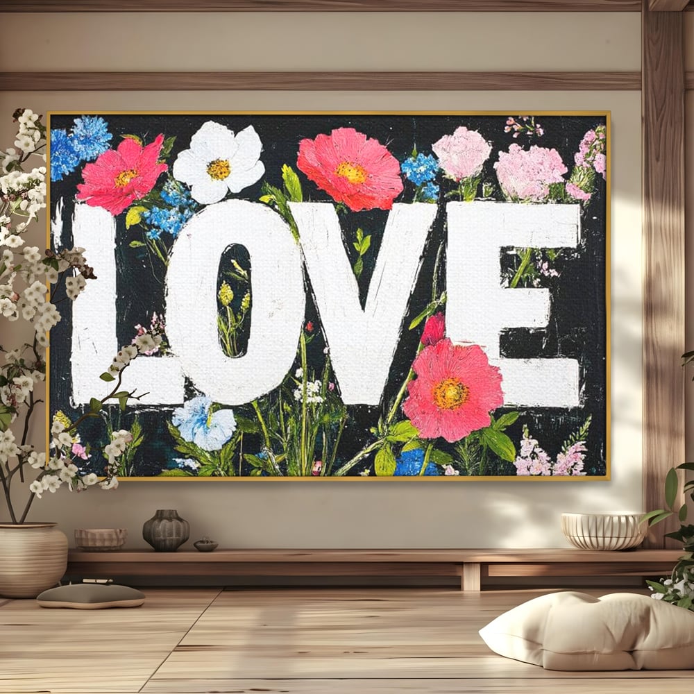 Leinwand Leinwand Premium LuxCanva® E1012, Blumen der Liebe, Blumen, Kunst, Modern, Künstlerisch, Liebe, Wohnzimmer, Lebendige Farben