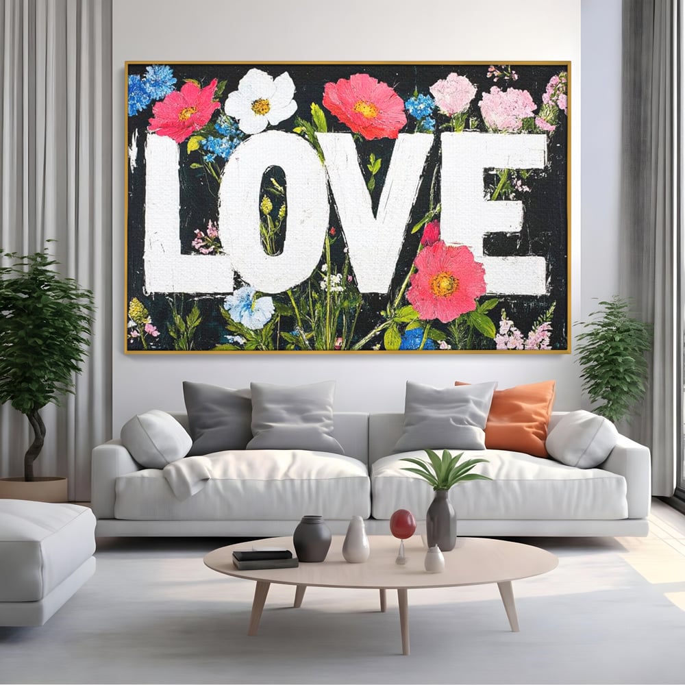 Leinwand Leinwand Premium LuxCanva® E1012, Blumen der Liebe, Blumen, Kunst, Modern, Künstlerisch, Liebe, Wohnzimmer, Lebendige Farben