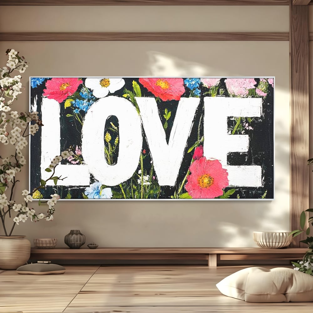 Leinwand Leinwand Premium LuxCanva® E1012, Blumen der Liebe, Blumen, Kunst, Modern, Künstlerisch, Liebe, Wohnzimmer, Lebendige Farben