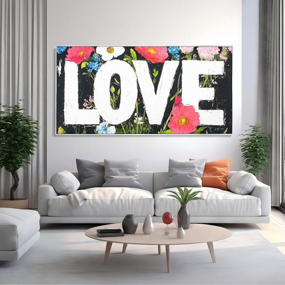 Leinwand Leinwand Premium LuxCanva® E1012, Blumen der Liebe, Blumen, Kunst, Modern, Künstlerisch, Liebe, Wohnzimmer, Lebendige Farben