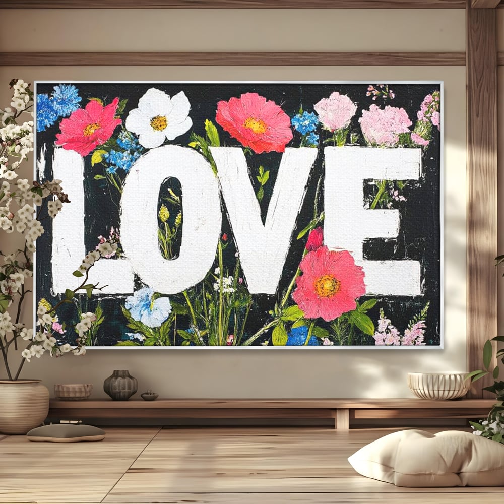 Leinwand Leinwand Premium LuxCanva® E1012, Blumen der Liebe, Blumen, Kunst, Modern, Künstlerisch, Liebe, Wohnzimmer, Lebendige Farben