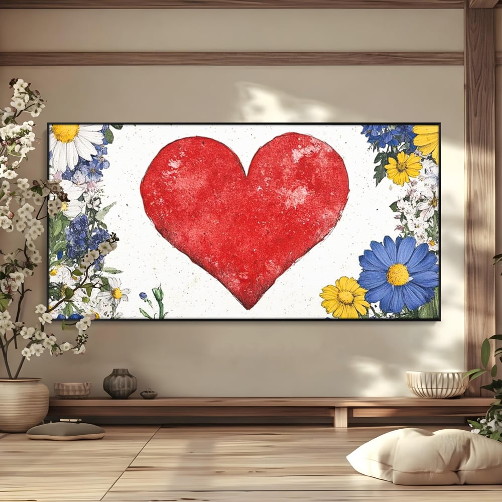 Tablou Canvas Premium LuxCanva® E1013, Flori in Jurul Iubirii, Inima, Rosie, Puritate, Pasiune, Echilibru, Living Room, Culori vibrante