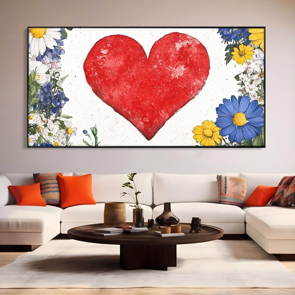Tablou Canvas Premium LuxCanva® E1013, Flori in Jurul Iubirii, Inima, Rosie, Puritate, Pasiune, Echilibru, Living Room, Culori vibrante