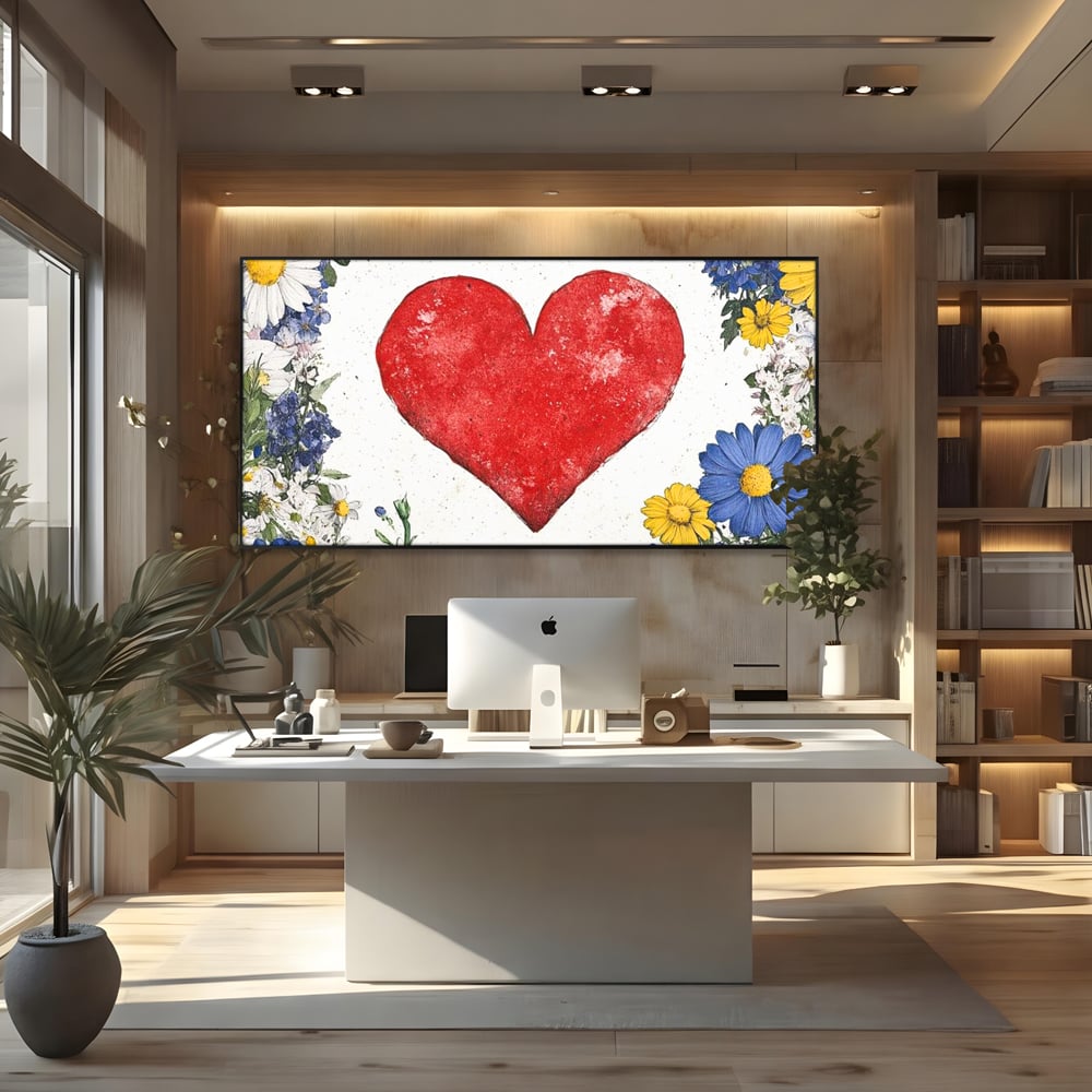 Tablou Canvas Premium LuxCanva® E1013, Flori in Jurul Iubirii, Inima, Rosie, Puritate, Pasiune, Echilibru, Living Room, Culori vibrante