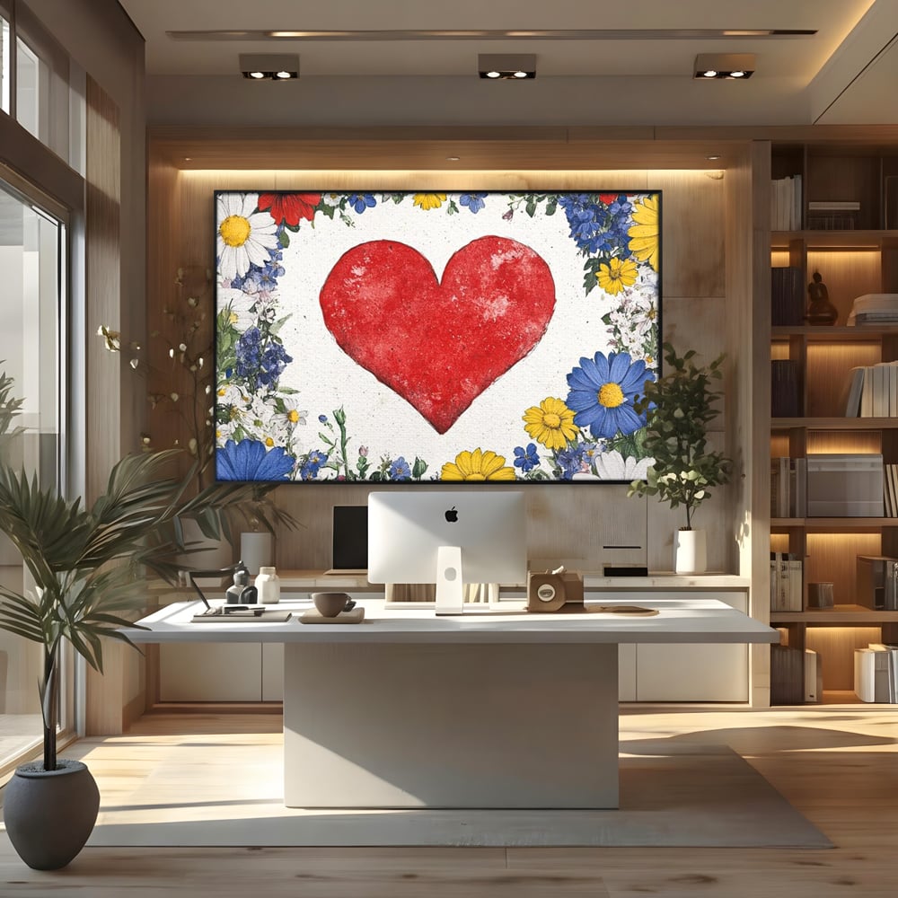 Tablou Canvas Premium LuxCanva® E1013, Flori in Jurul Iubirii, Inima, Rosie, Puritate, Pasiune, Echilibru, Living Room, Culori vibrante