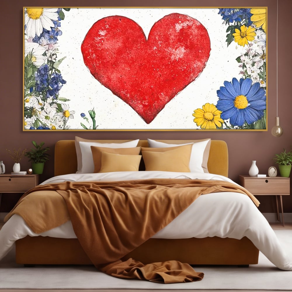 Tablou Canvas Premium LuxCanva® E1013, Flori in Jurul Iubirii, Inima, Rosie, Puritate, Pasiune, Echilibru, Living Room, Culori vibrante