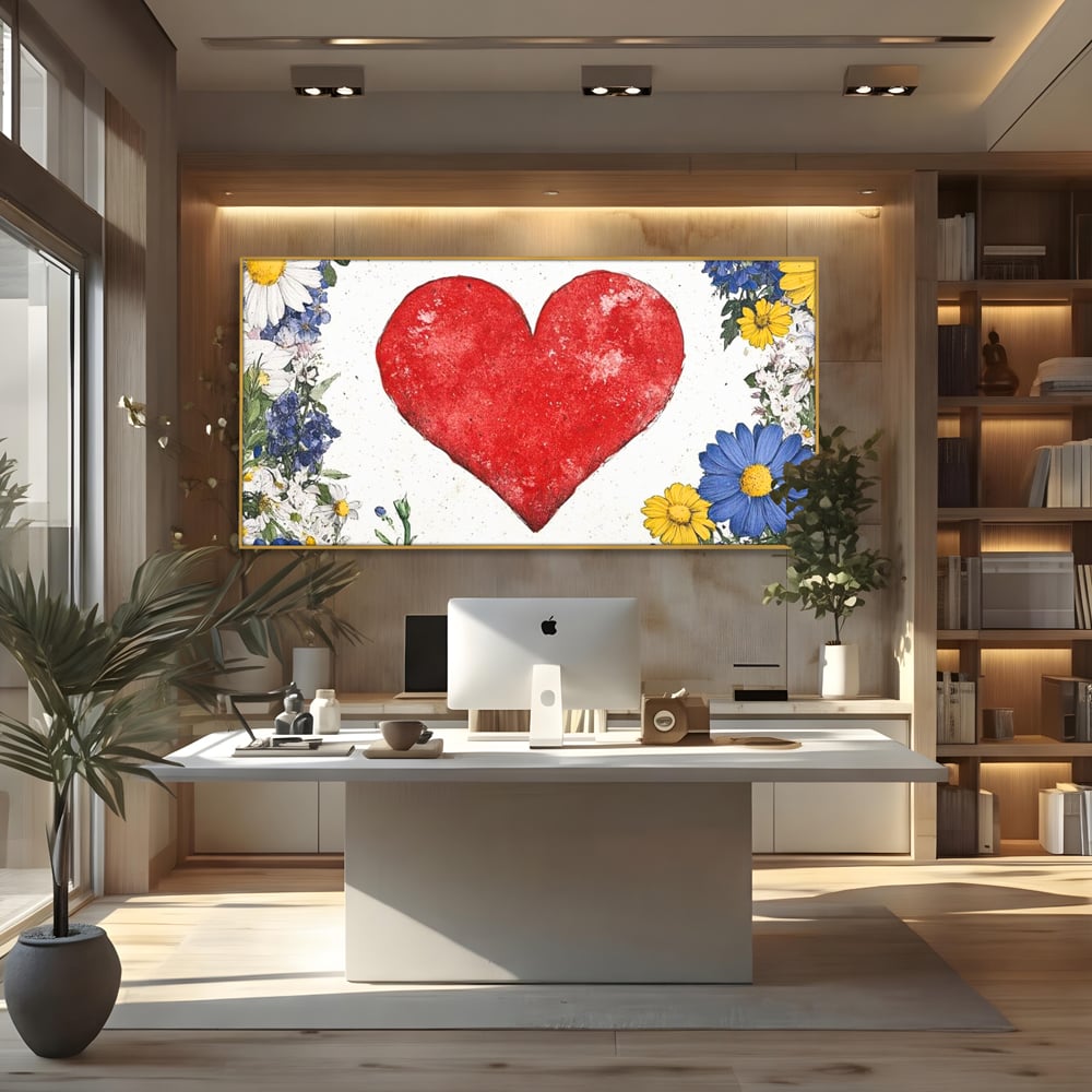Tablou Canvas Premium LuxCanva® E1013, Flori in Jurul Iubirii, Inima, Rosie, Puritate, Pasiune, Echilibru, Living Room, Culori vibrante