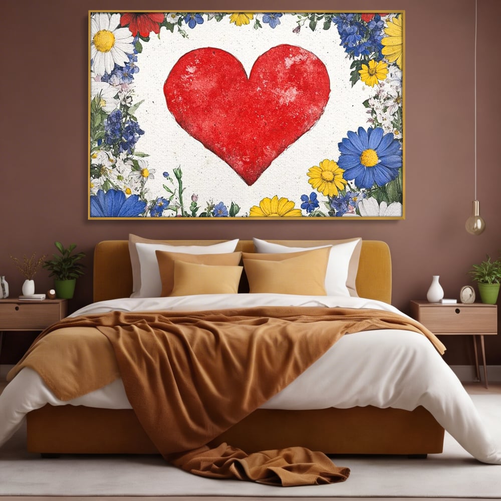Tablou Canvas Premium LuxCanva® E1013, Flori in Jurul Iubirii, Inima, Rosie, Puritate, Pasiune, Echilibru, Living Room, Culori vibrante