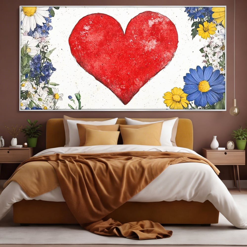 Tablou Canvas Premium LuxCanva® E1013, Flori in Jurul Iubirii, Inima, Rosie, Puritate, Pasiune, Echilibru, Living Room, Culori vibrante