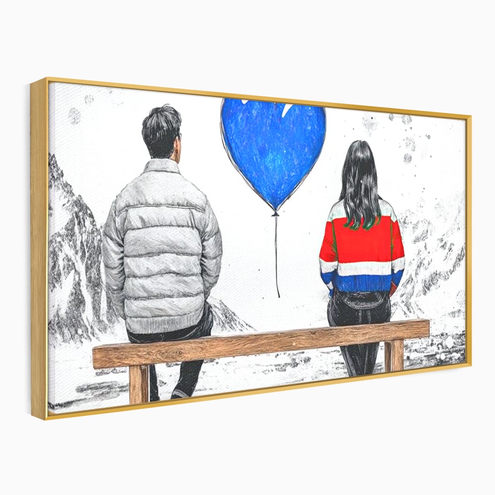 Leinwandbilder LuxCanva Premium Leinwandbilder® E1014, Nur der Himmel zwischen uns, Link, Bank, Ballon, Reflektionen, Himmel, Wohnzimmer, Lebendige Farben