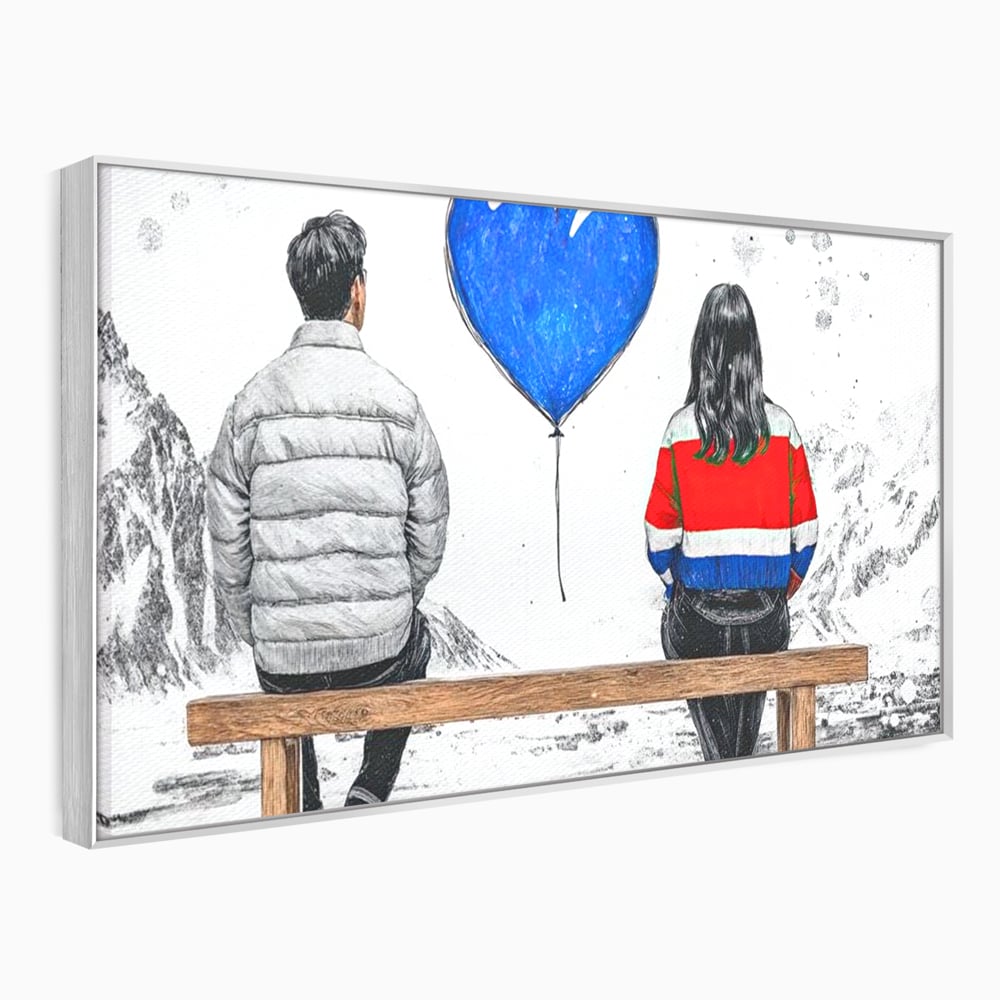 Leinwandbilder LuxCanva Premium Leinwandbilder® E1014, Nur der Himmel zwischen uns, Link, Bank, Ballon, Reflektionen, Himmel, Wohnzimmer, Lebendige Farben