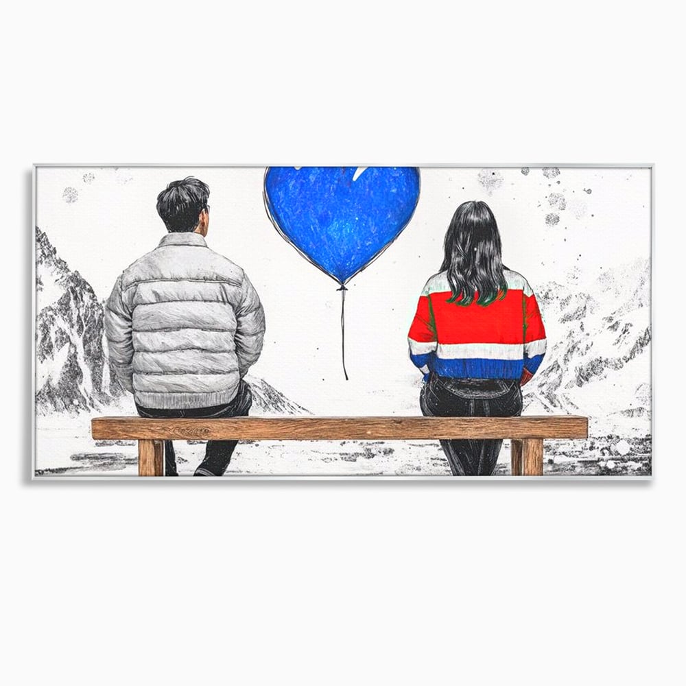 Leinwandbilder LuxCanva Premium Leinwandbilder® E1014, Nur der Himmel zwischen uns, Link, Bank, Ballon, Reflektionen, Himmel, Wohnzimmer, Lebendige Farben