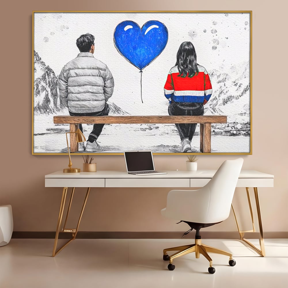 Leinwandbilder LuxCanva Premium Leinwandbilder® E1014, Nur der Himmel zwischen uns, Link, Bank, Ballon, Reflektionen, Himmel, Wohnzimmer, Lebendige Farben