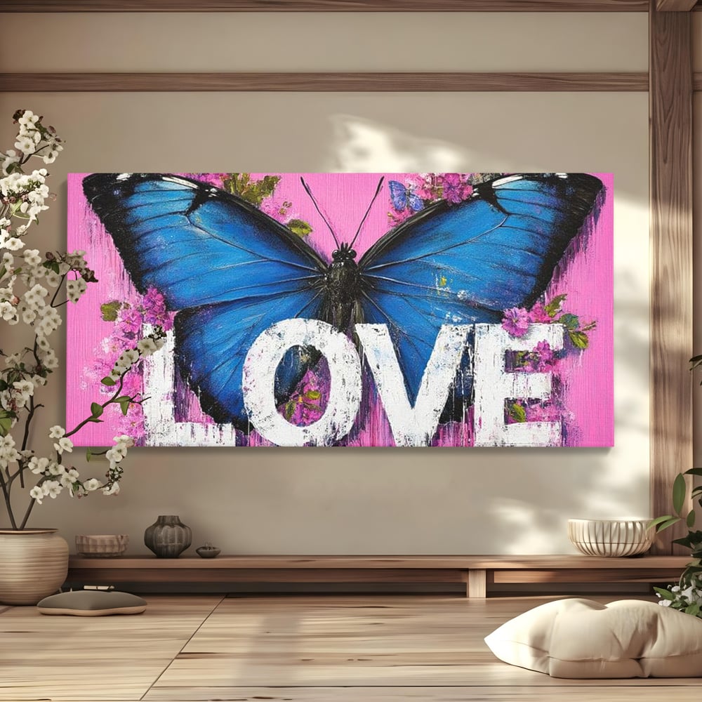 Leinwandbilder Premium LuxCanva® E1015, Metamorphose der Gefühle, Schmetterling, Liebe, Flügel, Fliegen, Flügel, Metamorphose, Wohnzimmer, Lebendige Farben