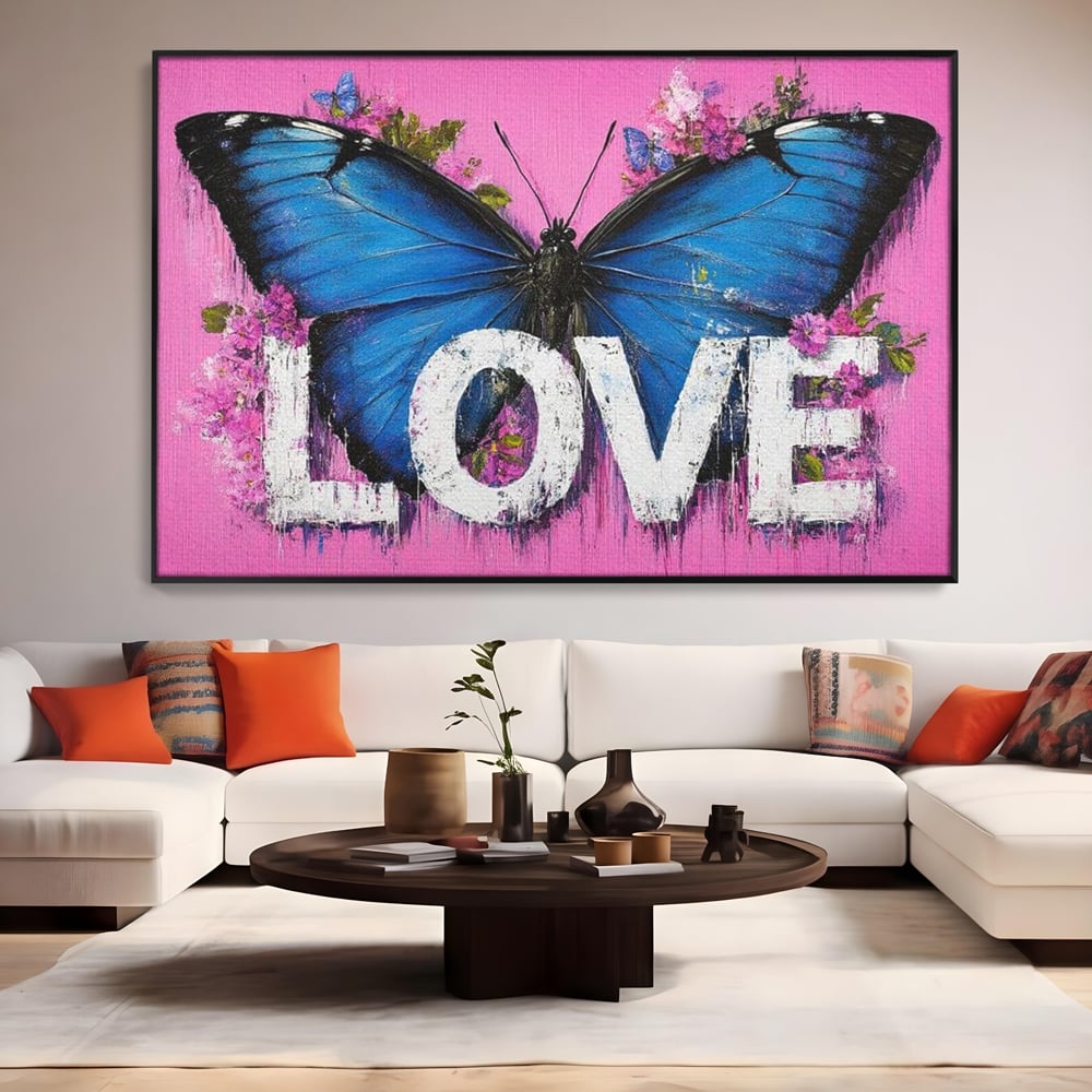 Leinwandbilder Premium LuxCanva® E1015, Metamorphose der Gefühle, Schmetterling, Liebe, Flügel, Fliegen, Flügel, Metamorphose, Wohnzimmer, Lebendige Farben