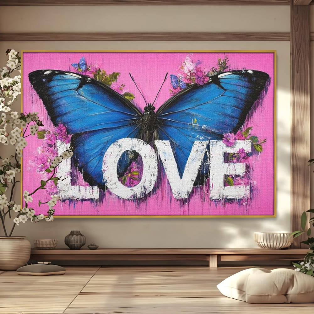 Leinwandbilder Premium LuxCanva® E1015, Metamorphose der Gefühle, Schmetterling, Liebe, Flügel, Fliegen, Flügel, Metamorphose, Wohnzimmer, Lebendige Farben