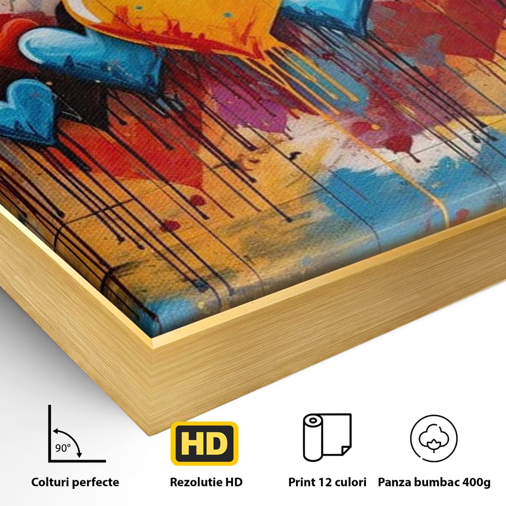 Tablou Canvas Premium LuxCanva® E1017, Explozie de Inimi, Baloane, Fericire, Sarbatoare, Bucurie, Emotie, Living Room, Culori vibrante