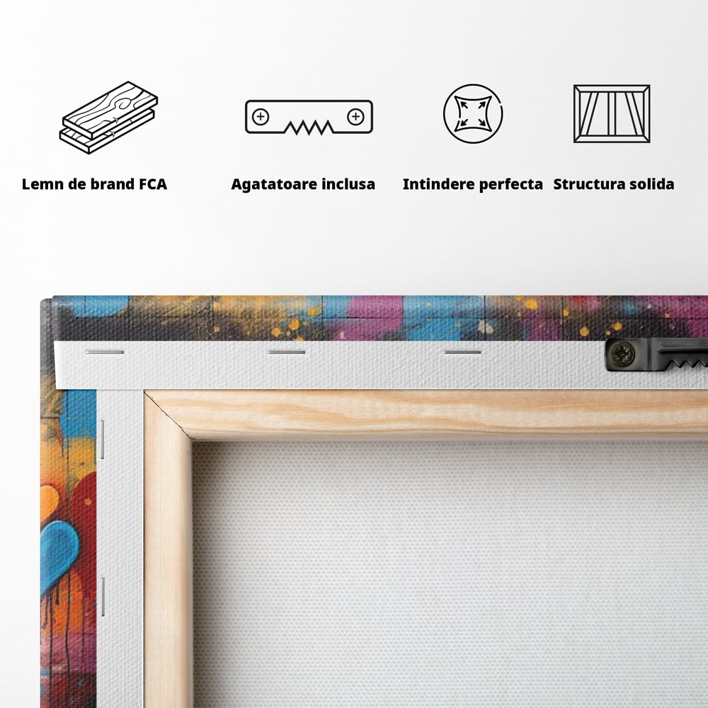 Tablou Canvas Premium LuxCanva® E1017, Explozie de Inimi, Baloane, Fericire, Sarbatoare, Bucurie, Emotie, Living Room, Culori vibrante